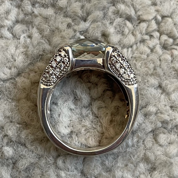 DAVID YURMAN Prasiolite & Diamond .925 Silver Sculpted Cable Cocktail Ring EUC - Picture 8 of 10